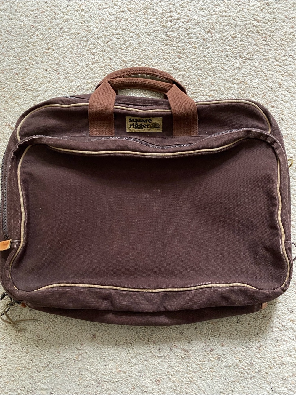 Vintage Square Rigger Bag by Lands’ End. Brown. No Strap.